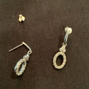 White Gold Oval Pavé Drop Earrings - Elegant Women’s Jewelry